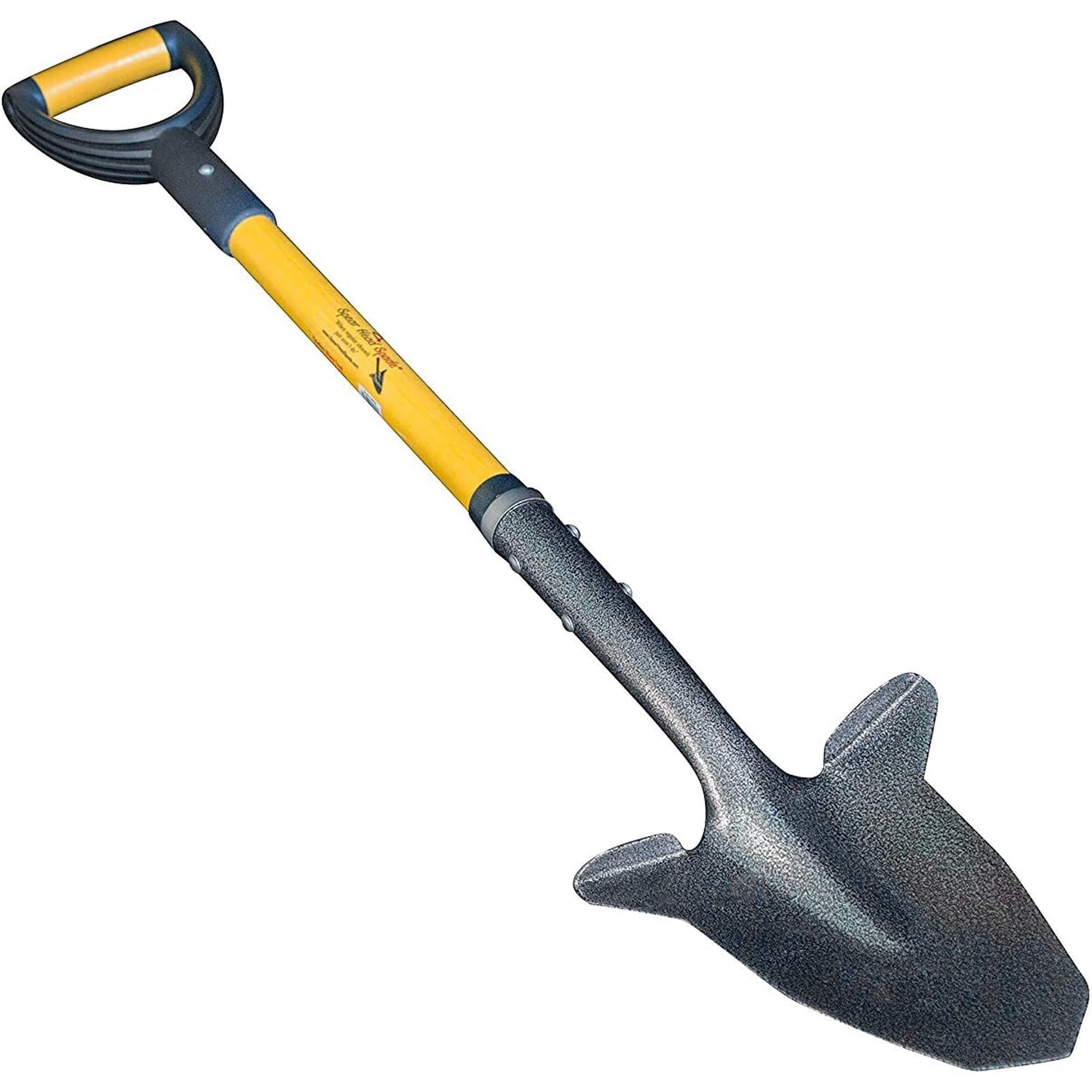 Durable 40 Inch Yellow Garden Spade Shovel with Beveled Blade and D-Grip