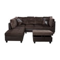 thumbnail image 2 of Pon Living Furniture Inc 3 Piece Classic Polyester Storage Ottoman L Shaped Sectional Sofa Set Brown, 2 of 7