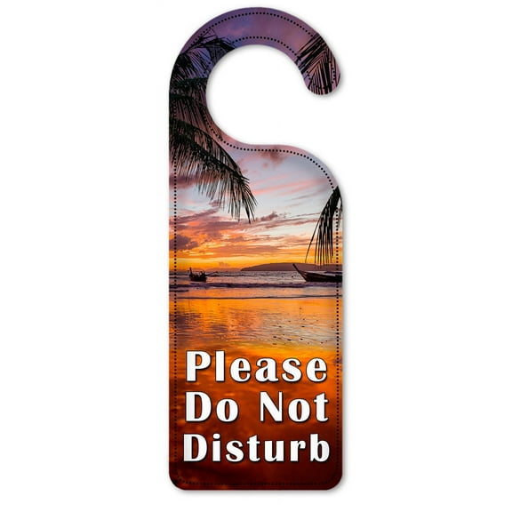 Do Not Disturb Door Knob Hanger Sign - Orange & Purple Sunrise at the Beach