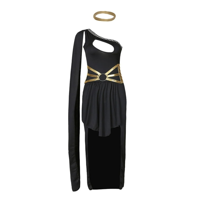 black and gold grecian dress Black Chiffon Gown with Gold Chain Belt main image 0