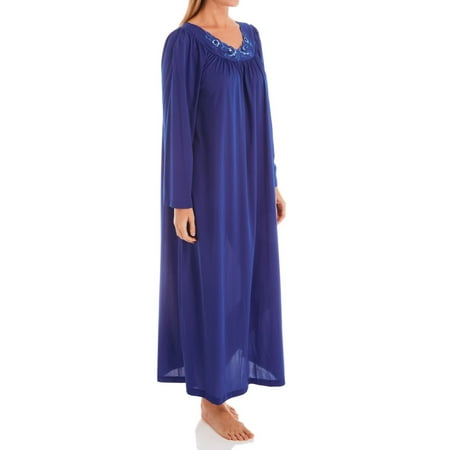 

Women s Shadowline 33280 Petals 53 Inch Long Sleeve Gown (Navy M)