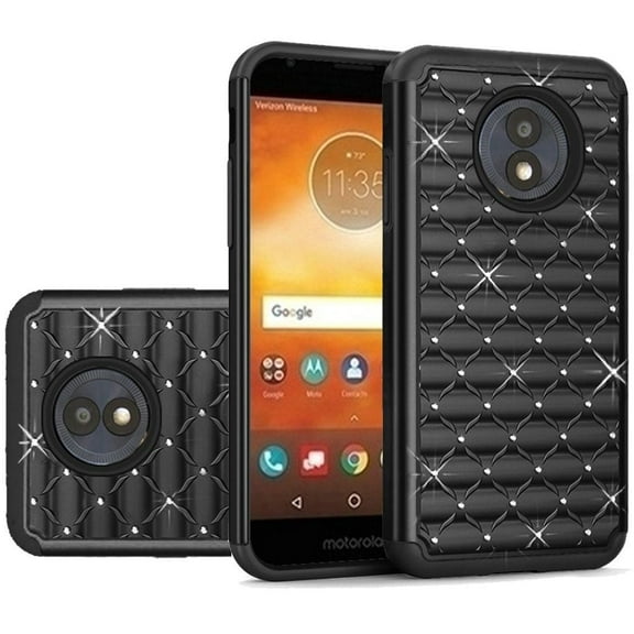 GSA Studded Rhinestone Hybrid Case For Motorola Moto E5 Play/E5 Cruise - Black