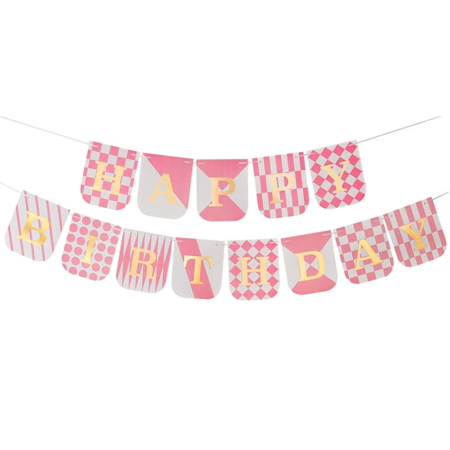 ZheElen 1pcs Set 16.4ft Blue Paper Card Birthday Decorations For Birthday Party Happy Birthday Sign Happy Birthday Banner Pink 16.4ft