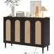 thumbnail image 3 of Moderno Negro Rattan 4 Puerta Sideboard Buffet Gabinete con Power Outlet y Ajustable Shelves para cm de Profundidadining Sala Kitchen o cm de Alturaallway, 3 of 5