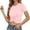 Pink, variant on Womens Short Sleeve Tops Cropped T Shirts Knotted Hem Top Casual Outfits In Spring Summer Tops L