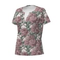 thumbnail image 3 of Wukai Rose Flowers Casual V-Neck Graphic Tees for Women: Lightweight and Breathable Summer Tops with Stylish Design-XX-Large, 3 of 8