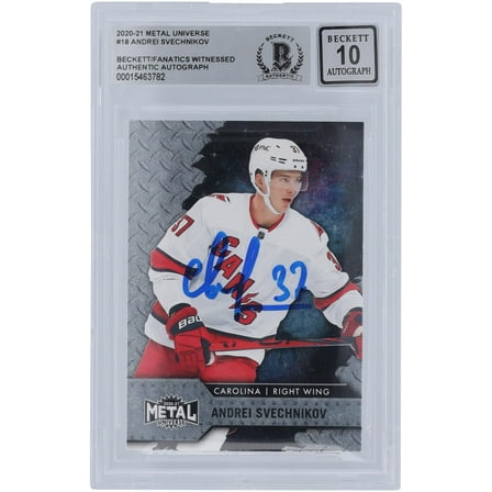 Andrei Svechnikov Carolina Hurricanes Autographed 2020-21 Skybox Metal Universe #18 Beckett Fanatics Witnessed
