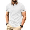 thumbnail image 2 of Zimjoy Men's Polo Shirt Short Sleeve Waffle Knit Casual Golf Polo Plaid Collar Stylish Button Down Business Casual Shirt for Men White L, 2 of 8