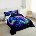 thumbnail image 3 of Homewish Modern Video Game Bedding Comforter Set,Watercolor Gamepad Controller Twin Comforter Sets,Neon Blue Green Black Bedding Set For Boy,Microfiber Room Decor Reversible,2 Pieces, 3 of 8