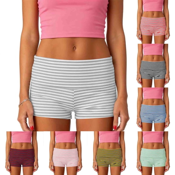 Women's Fold Over Shorts Micro Mini Shorts Elastic Waist Lounge Pajama Bottoms Summer Yoga Athletic Short Yellow