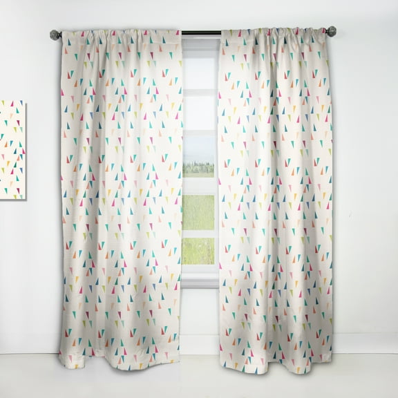 Designart 'Abstract Triangular Shape Retro Pattern I' Mid-Century Modern Curtain Panel