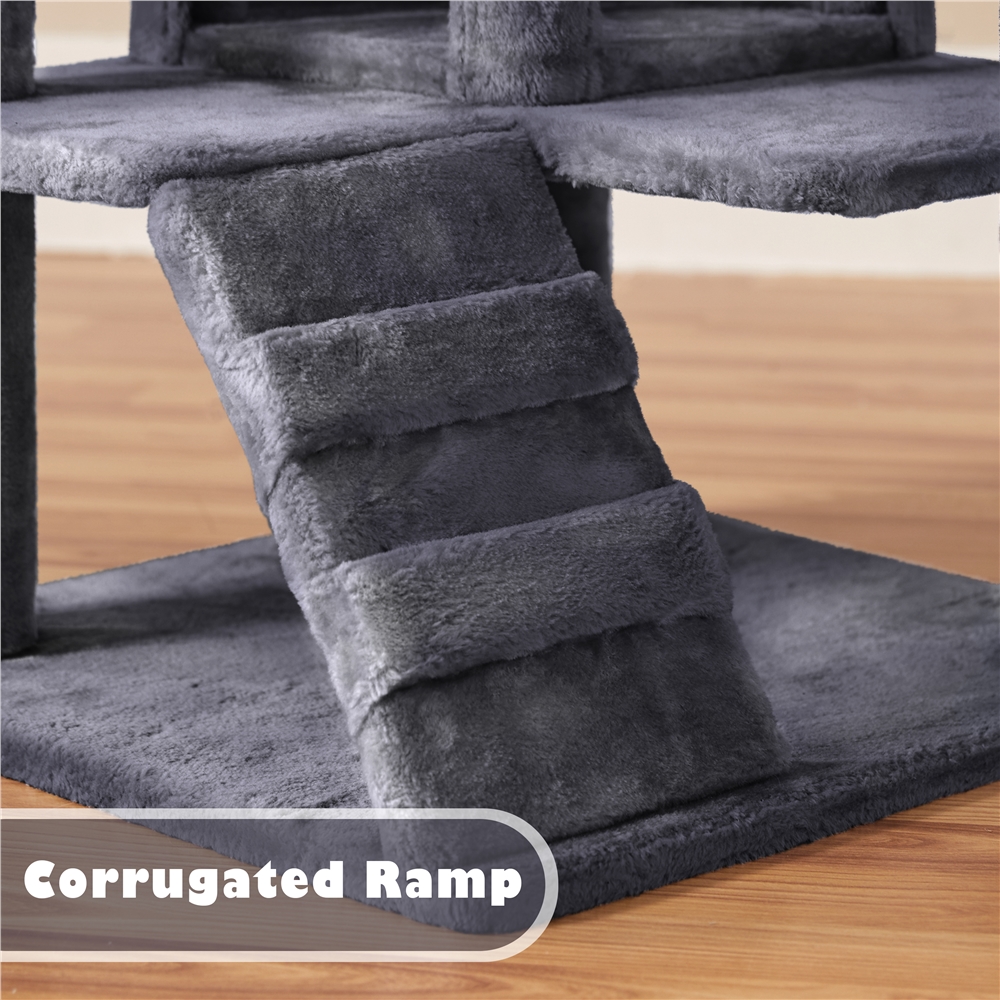 Yaheetech 53.9" Cat Tree with Double Condos, Gray photo 5
