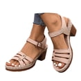thumbnail image 3 of IWRICH Low Chunky Heels for Women ​dressy Wedge Platform Sandals ​summer Casual Footwear ​with Adjustable Straps Khaki 7.5, 3 of 9