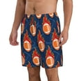 thumbnail image 2 of Adobk American Football and Fire Flames Print Men's Swim Trunks Hawaiian Bathing Suit Swimsuits Beach Shorts with Pockets-Medium, 2 of 6