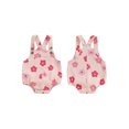 thumbnail image 3 of Mevireiy Newborn Baby Girls Denim Overalls Sleeveless Button Strap Floral Print Suspender Pocket One Piece Romper Shorts, 3 of 9