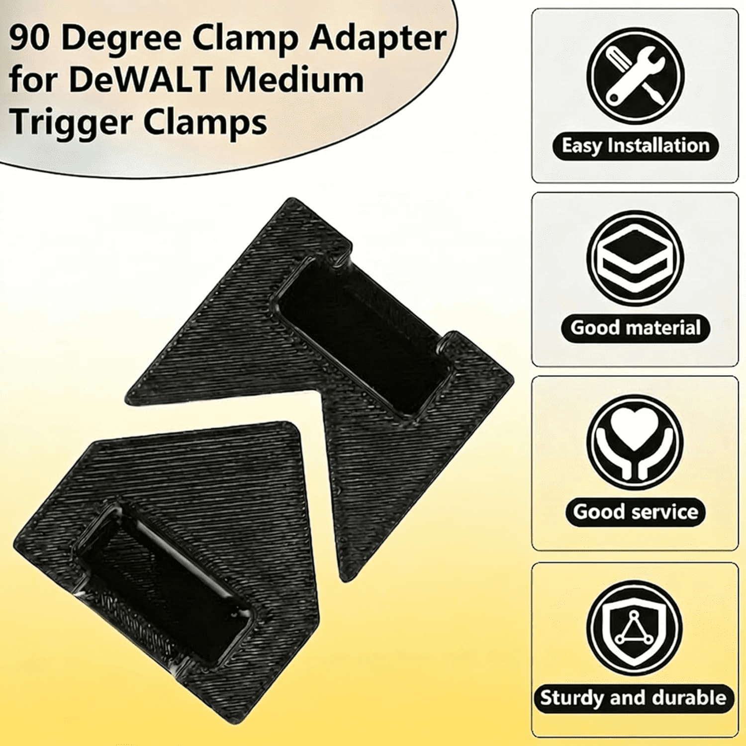 2-Pack 90 Degree Clamp Adapter Compatible with DeWALT Medium Trigger Clamps, Quick-Release Tool Accessories for 6" and 12" Clamping