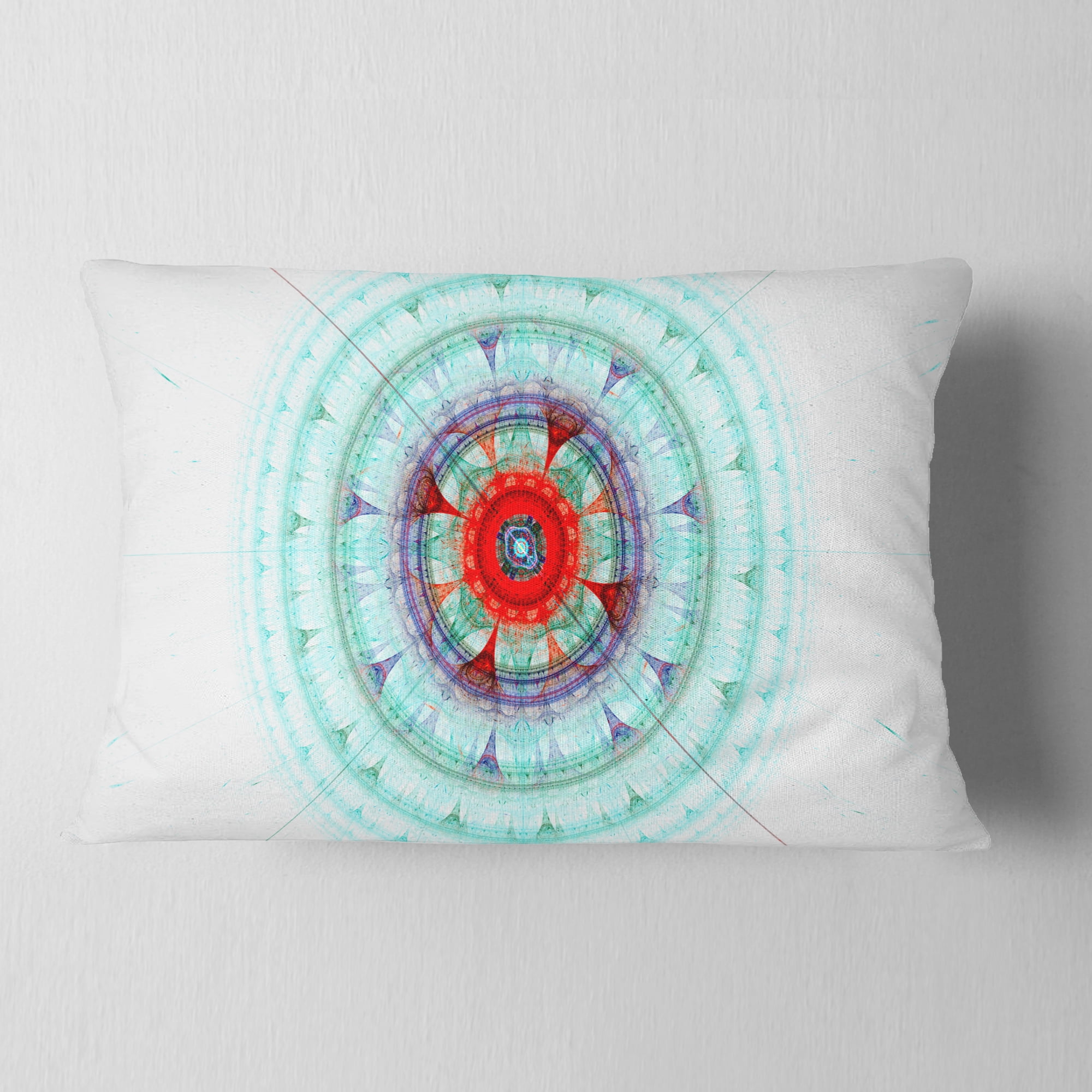 Designart Light Blue Fractal Sphere - Abstract Throw Pillow - 12x20