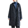 thumbnail image 2 of jtjvou Womens Winter Long Coats Trendy Puffer Jacket Fleece Lined down Coat Ladies Long Sleeve Parka Oversized Hood Black L, 2 of 4