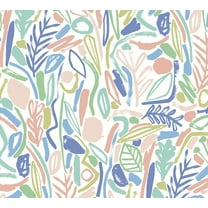 ohpopsi Verdure Pastel Painted Botanical Unpasted Non Woven Wallpaper, 19.7-in by 33-ft., 54.2 sq. ft.