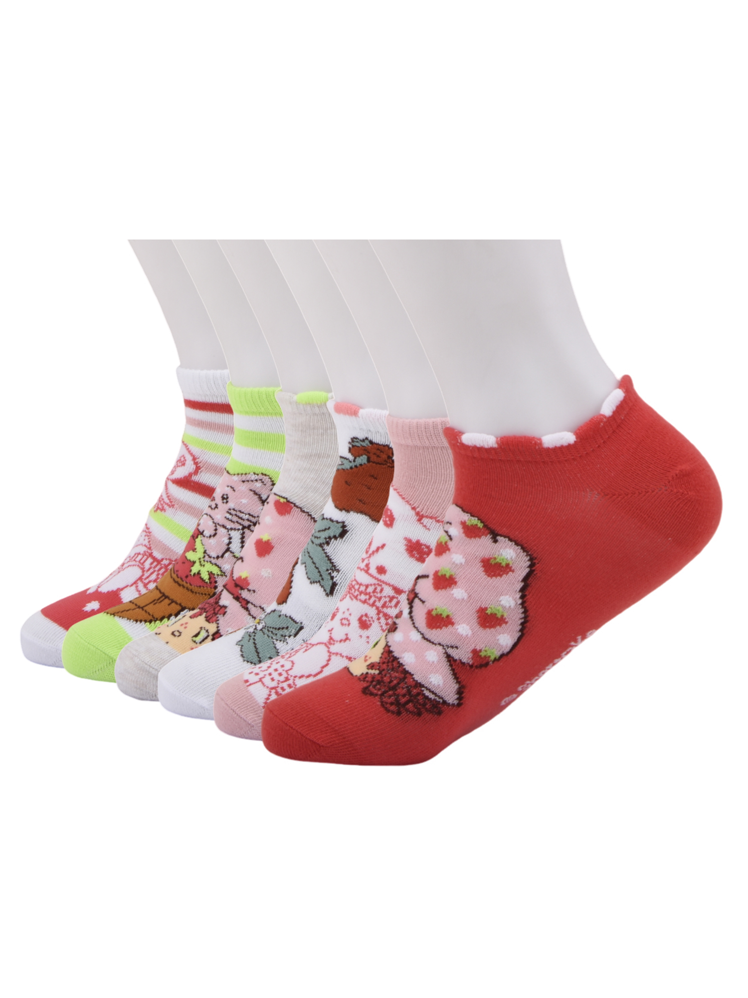 Strawberry Shortcake Girls No-Show Socks, 6-pack, Sizes S-L