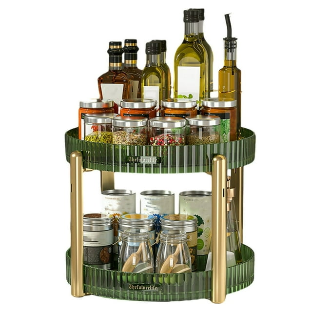 MesaSe Rotatable Makeup Organizer Acrylic Countertop Holder Home Storage (Green Double