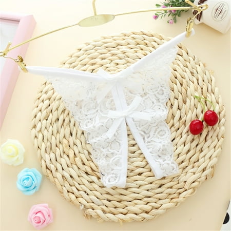 

MRULIC lingerie for women Womens Lady Sexy-Lace Briefs Low Waist Knickers Thongs Panties Underwear White + One size