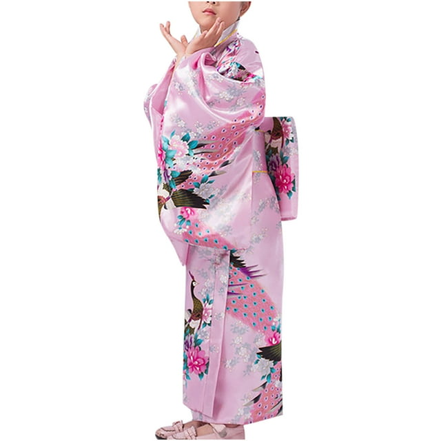 Kimono de Mode pour Filles Tradition Cardigan Imprimé Amélioré Pyjamas Robe Tenue de Soirée Ensemble Kimono