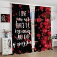 thumbnail image 5 of Black Rose Blackout Curtains,Romantic Love Heart Red Roses Flowers Plants Love Inspirational Quotes Windows Treatments Rod Pocket Drapes for Girls Living Room Bedroom Kitchen 55x63in, 5 of 6