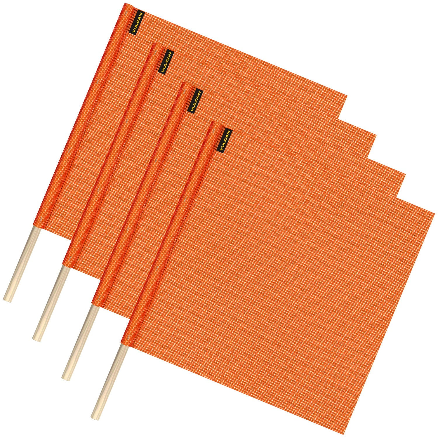 VULCAN Safety Flag - Dowel - Bright Orange - Mesh Construction - 18 inch x 18 inch - 4 Pack