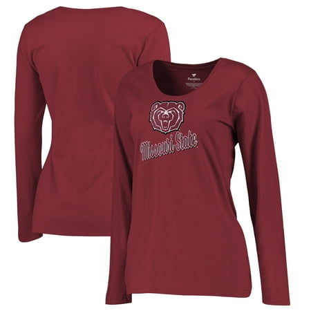 State University Plush - Missouri State University Bears Fanatics Branded Wome's Plus Size Slant Script Long Sleeve T-Shirt - Maroon