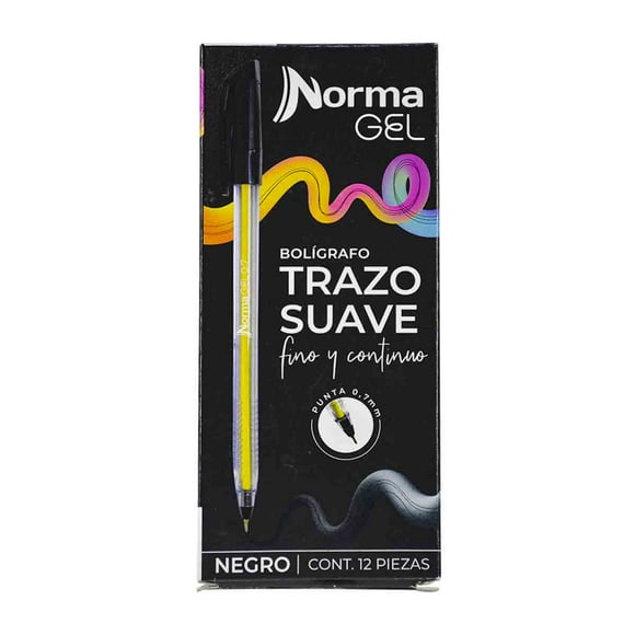 Bolígrafo De Gel Norma Punto Fino Color Negro 12 Piezas