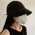 thumbnail image 3 of Women Summer Hat Wide Brim Solid Color Drawstring Face Protection Breathable Sunshade Block Sunlight Outdoor Travel Summer Sun Hat Headwear, 3 of 7