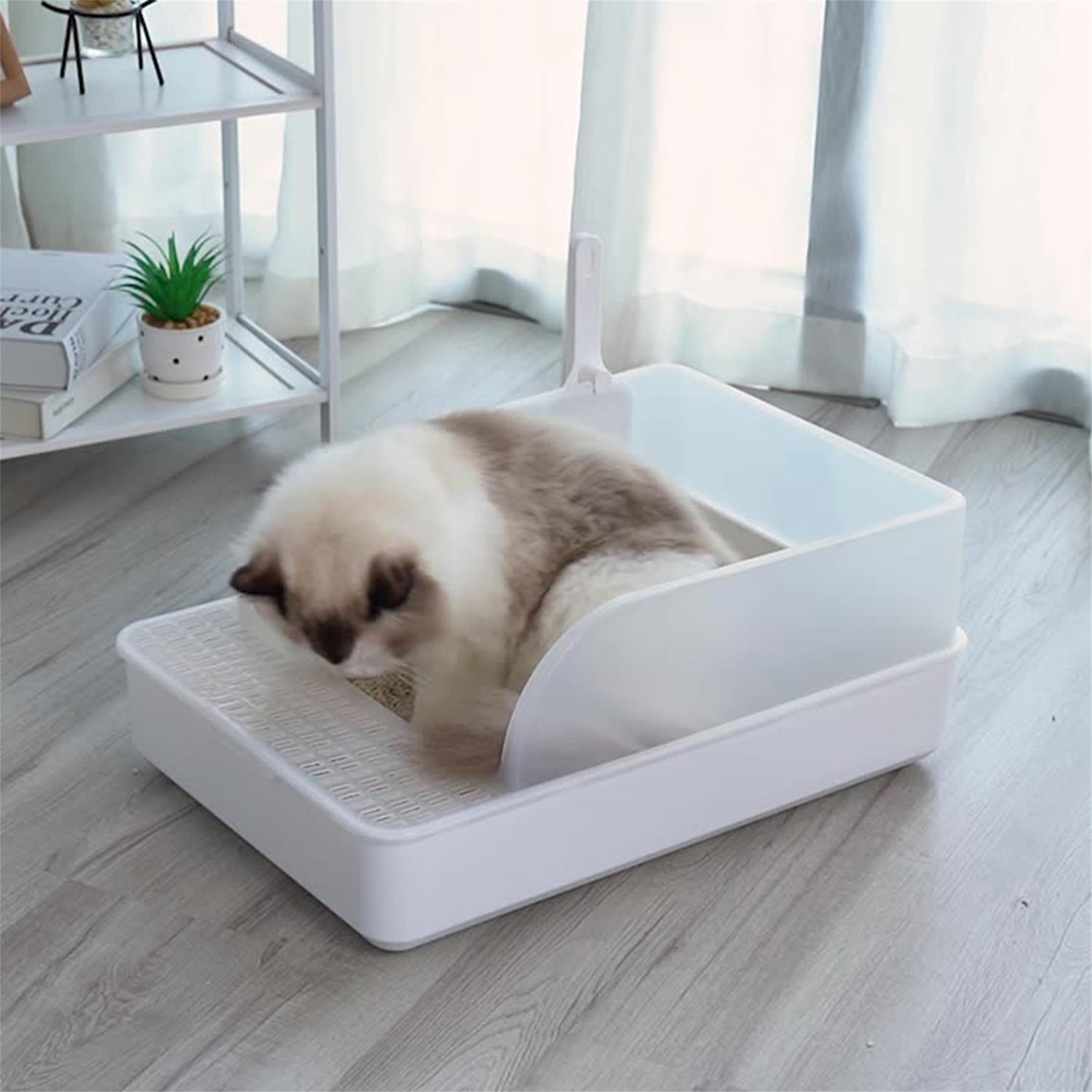 Pefilos 20" Cat Litter Box, Plastic Cat Litter Box with Handy Litter Scoop, Cat Toilet for Indoor Cats, White Pefilos 20" Cat Litter Box, Plastic Cat Litter Box with Handy Litter Scoop, Cat Toilet for Indoor Cats, White
