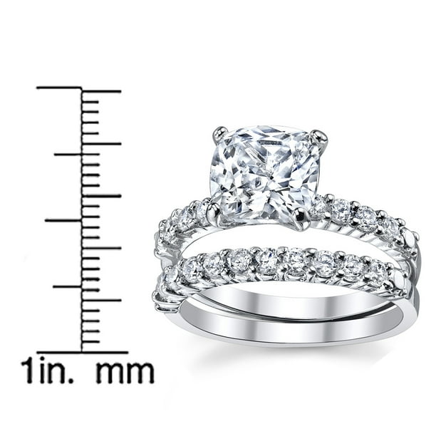 Womens 2.5Ct Wedding Engagement Ring Band Set Fabulous Cushion CZ Sterling  Silver 925