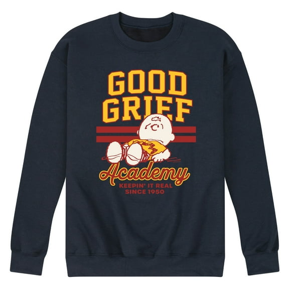 Peanuts - Good Grief Academy - Men's Crew Neck Fleece Pullover