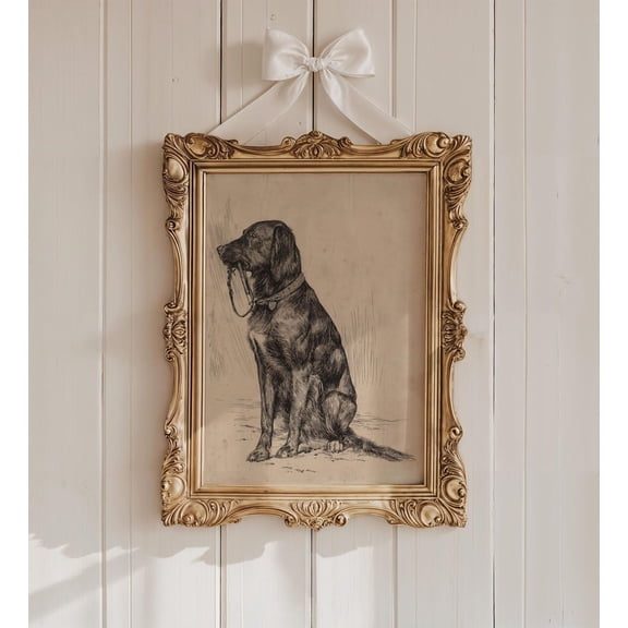 Black Labrador Art Poster: Vintage Dog Sketch Portrait, Unframed Poster Size 8x12