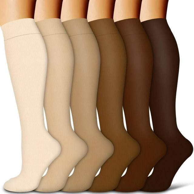 POINTERTECK 6Pairs Compression Socks for Women and Men - Best for Circulation Running Athletic Recover Nurse Travel