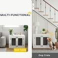 thumbnail image 4 of PawHut Dog Crate Furniture with 360Â° Rotatable Removable Dog Bowls, Two Doors, Non-slip Foot Pads, Dog Kennel Furniture for Medium Dogs, White, 4 of 9