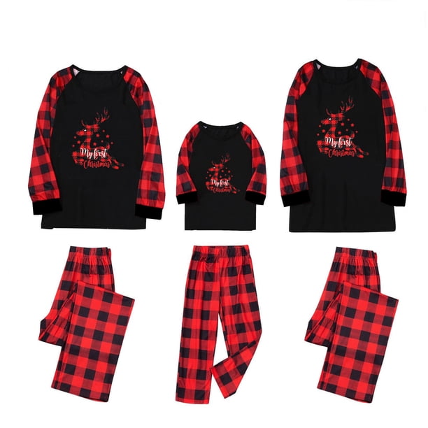 Pijamas de Navidad Para La Familia Trajes A Juego Moda Mujer Mamá Impreso Top + Pantalones Conjunto Odeerbi ODB190341