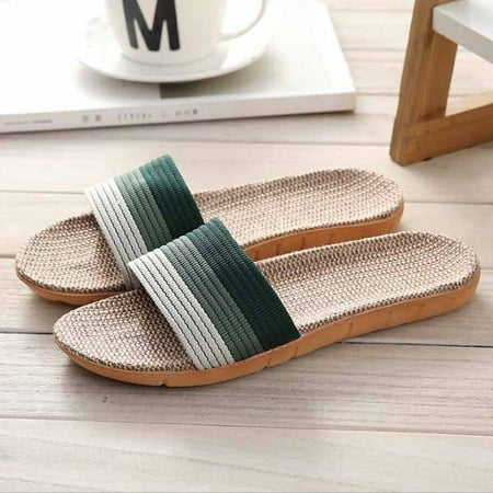 

Women Indoor House Slippers Summer Linen Silent Sweat Absorption Slides Flip Flops Female Flax Belt Bedroom Home Casual Shoes