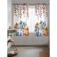 thumbnail image 3 of Orange Blue Pumpkin Fall Curtains 63 Inch Length, Sheer Curtains for Bedroom Living Room Window Thanksgiving Maple Leaf Rod Pocket Voile Drapes Kitchen Curtains Small Half Window 42"x63" 2 Panels, 3 of 7
