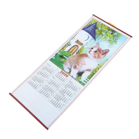 Hemobllo 2026 Horse Year Chinese Lunar Wall Scroll Calendar Faux Rattan Hanging for Home Decor