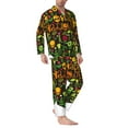 thumbnail image 2 of Sikiie Happy Halloween Floral Mens Pajama Set, Soft Warm Long Sleeve Sleepwear, Cozy Button-Down Pjs for Men-, 2 of 7