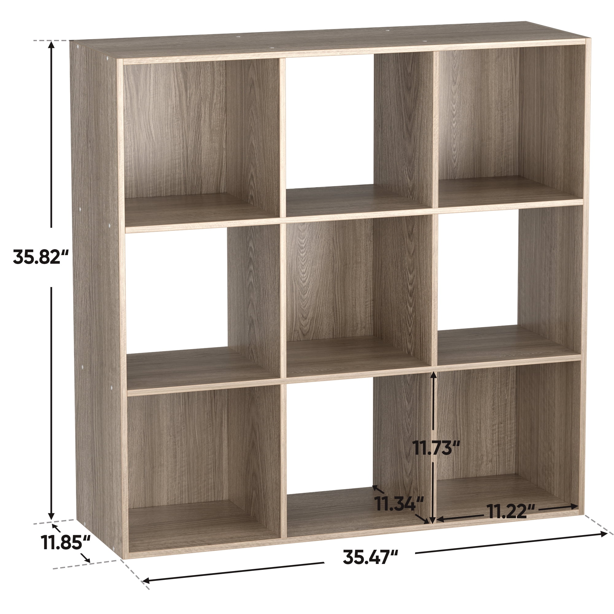 HomGarden 3-Tier 9 Cube Storage Organizer, Wood Bookcase Cabinet Bookshelf, Brown