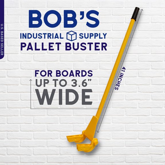 Yellow Pallet Buster Tool with 41in Long Handle - Deck Wrecker Pallet Tool Pry