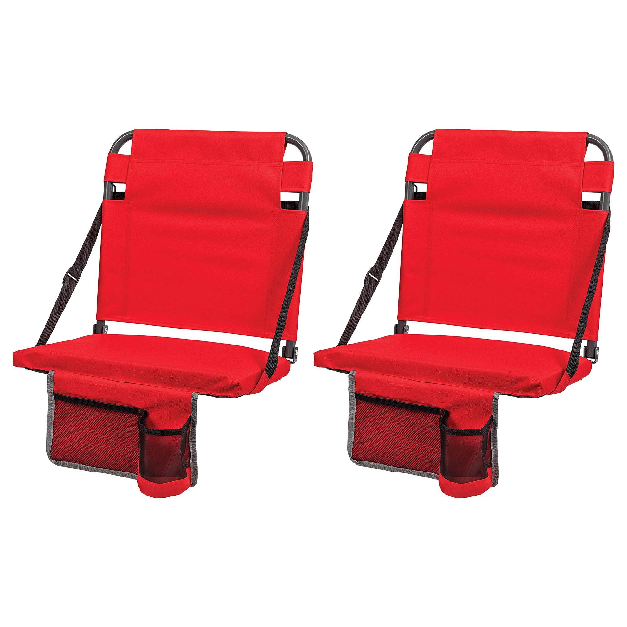 Eastpoint Sports Adjustable Backrest Stadium Seat w/ Cup Holder, Red (2 Pack) - Walmart.com