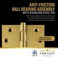 thumbnail image 4 of EMBASSY Door Hinge 4.5 x 4.5 Solid Brass Satin Brass with Ball Tips, 4 of 8