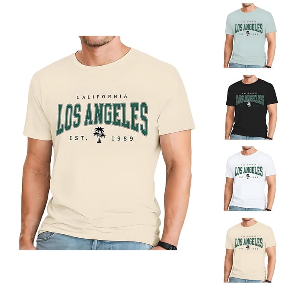 Los Angeles Graphic Tees for Men 2026 Summer Casual Short Sleeve Crewneck West Coast T Shirts Streetwear