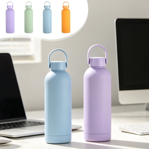 Insulated Stainless Steel Water Bottle 16.9 oz Narrow Mouth with Handle & Vacuum Insulation for Home Office Sports Camping Travel Outdoor by MPOISVA
