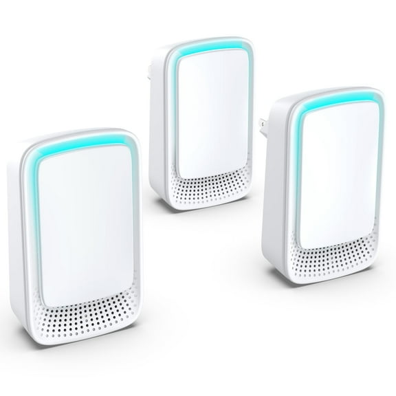 iDiskk Electric Deodorizer Plug-In Air Purifier, Quiet for Bedroom, Pet, Toilet, Kitchen, Office, White, 3-Pack